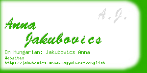 anna jakubovics business card